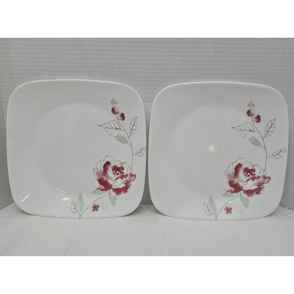 SET OF 2 (Two) CORNING CORELLE VITRELLE - BLUSHING ROSE - ~ 9" DINNER PLATES EUC